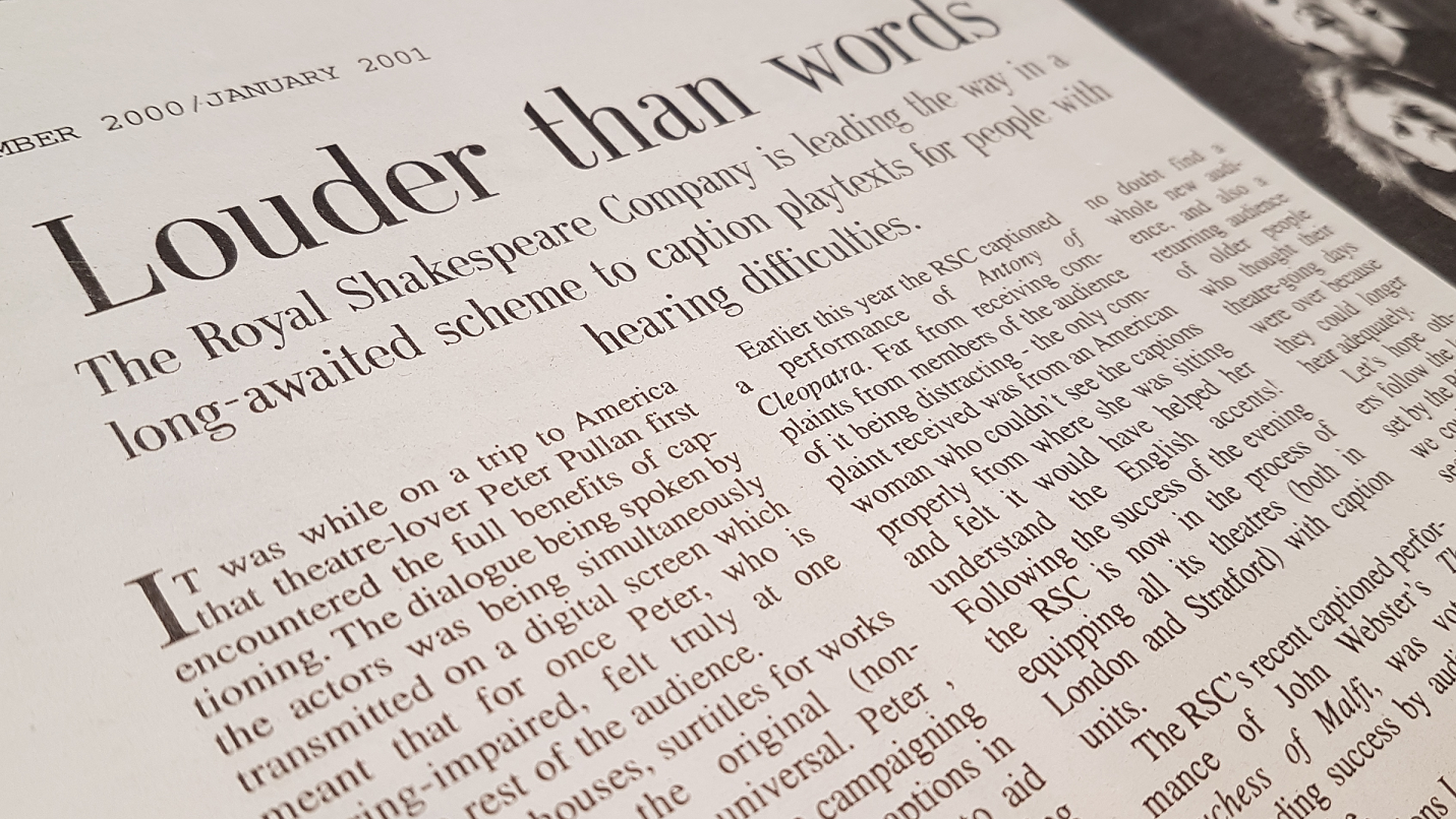 a close up photograph of an article titled Louder than words